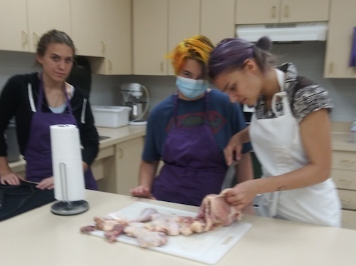 Cutting up chicken